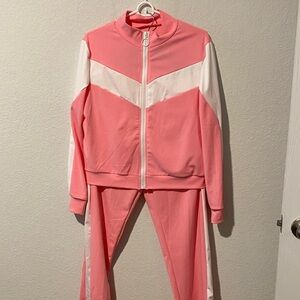 Pink and White Track Suit